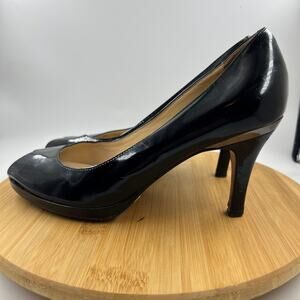 Cole Haan Air Carma D22304 Black Patent Leather Peep Toe Pumps Sz 9 Shoes Formal